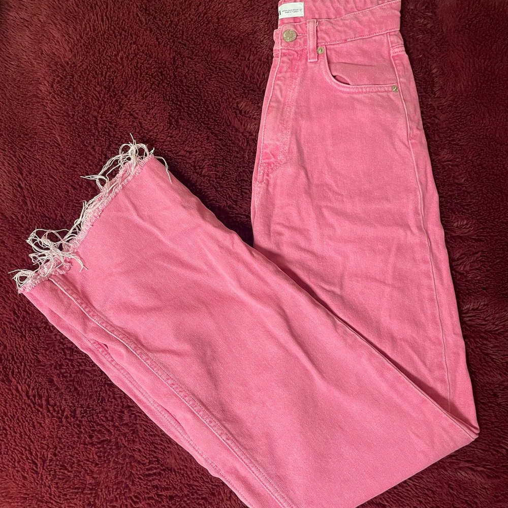 ZARA WIDE LEG BUBBLEGUM PINK PANTS